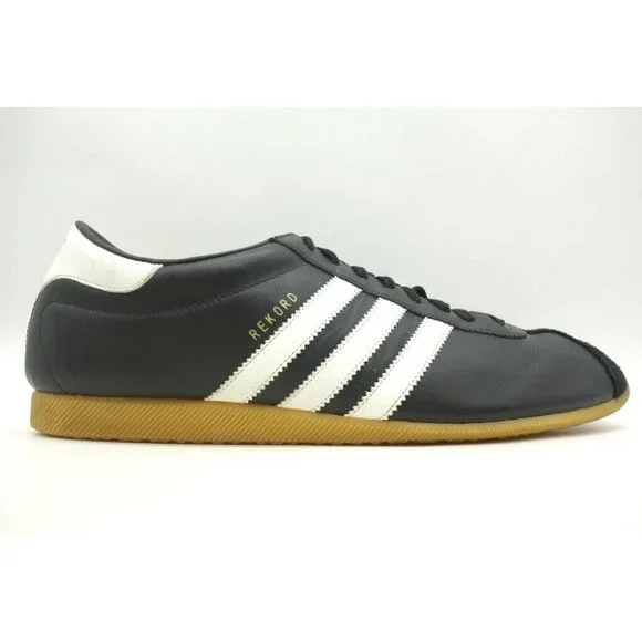 Adidas Rekord Black Leather Casual Lace Up Sneakers Shoes Men's 13